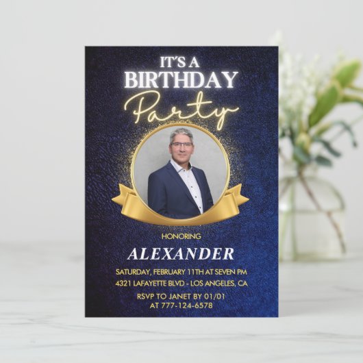 Invitations masculines 68e anniversaire Elegant Ch (Debout devant)