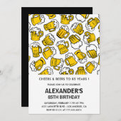 Invitations masculines 85e anniversaire Bières Mot (Devant / Derrière)