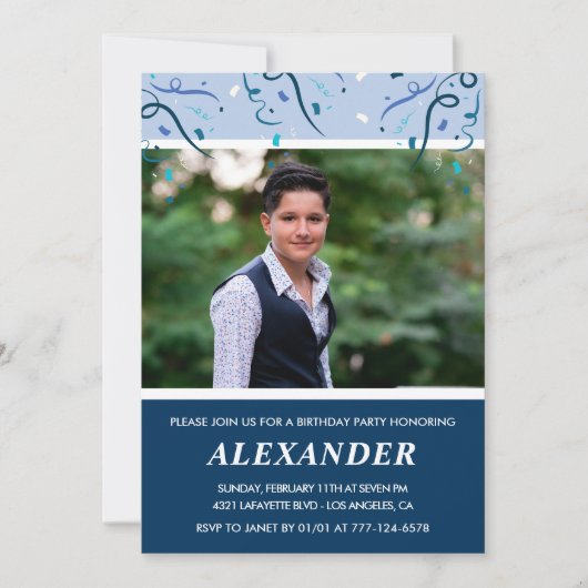 Invitations masculines à 17e anniversaire Photo Na (Devant)