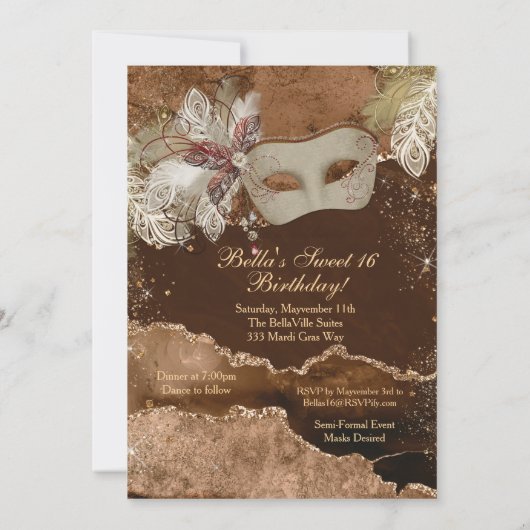 Invitations Masquerade Anniversaire (Dos)