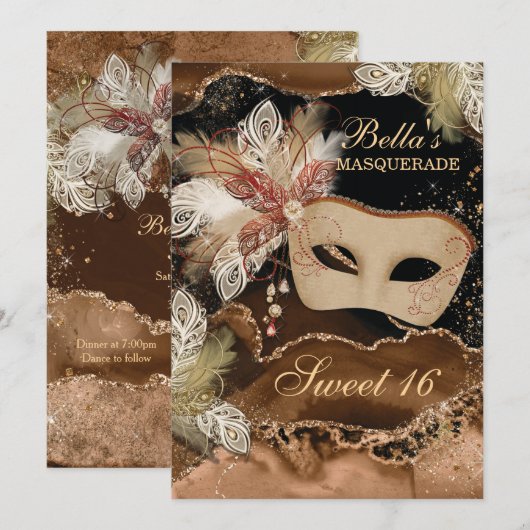 Invitations Masquerade Anniversaire (Devant / Derrière)