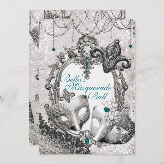 Invitations Masquerade Anniversaire (Devant / Derrière)