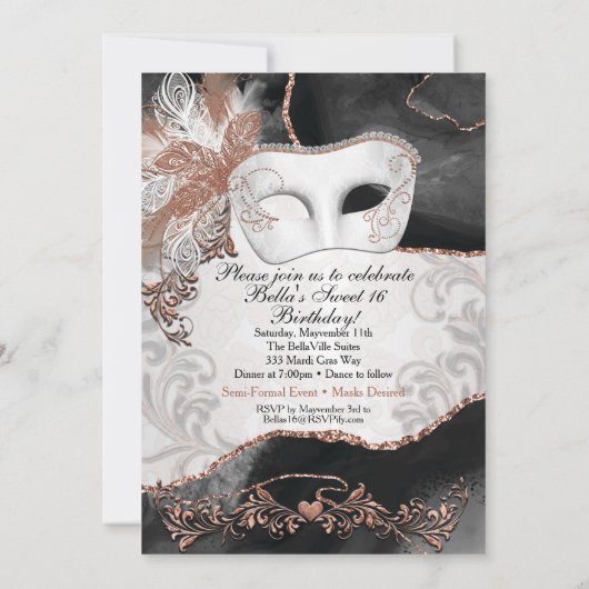 Invitations Masquerade Anniversaire (Dos)