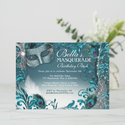 Invitations Masquerade Anniversaire (Debout devant)