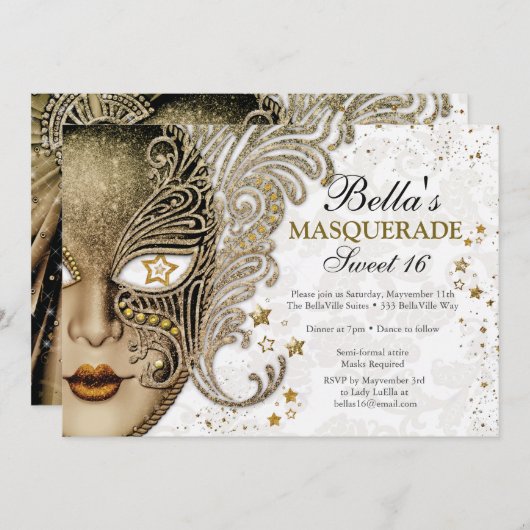 Invitations Masquerade Anniversaire (Devant / Derrière)