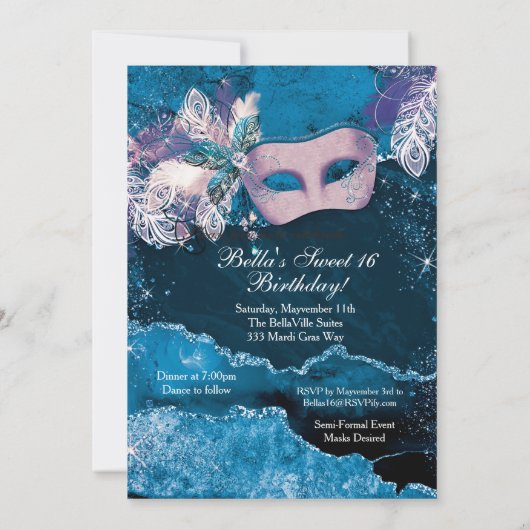 Invitations Masquerade Anniversaire (Dos)