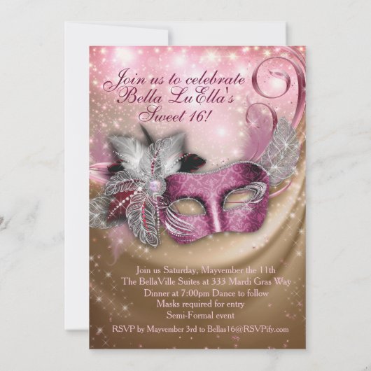 Invitations Masquerade Anniversaire (Dos)