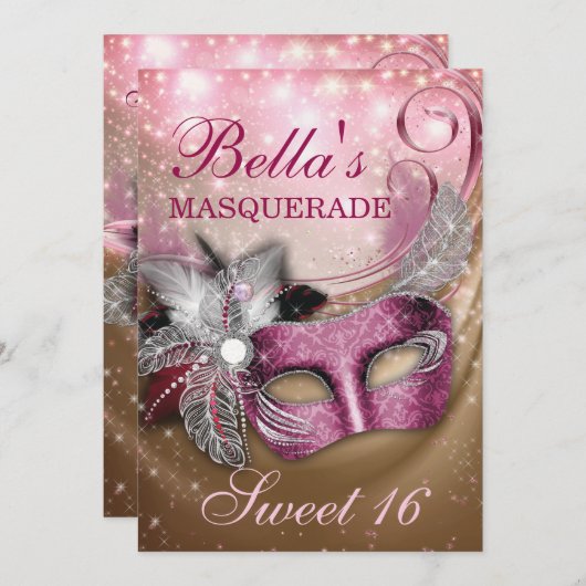 Invitations Masquerade Anniversaire (Devant / Derrière)