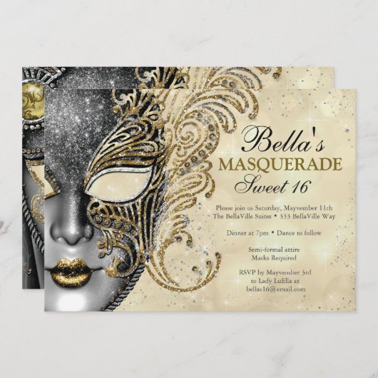 Invitations Masquerade Anniversaire (Devant / Derrière)