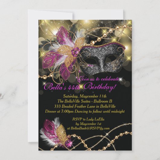 Invitations Masquerade Anniversaire (Dos)