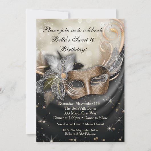 Invitations Masquerade Anniversaire (Dos)