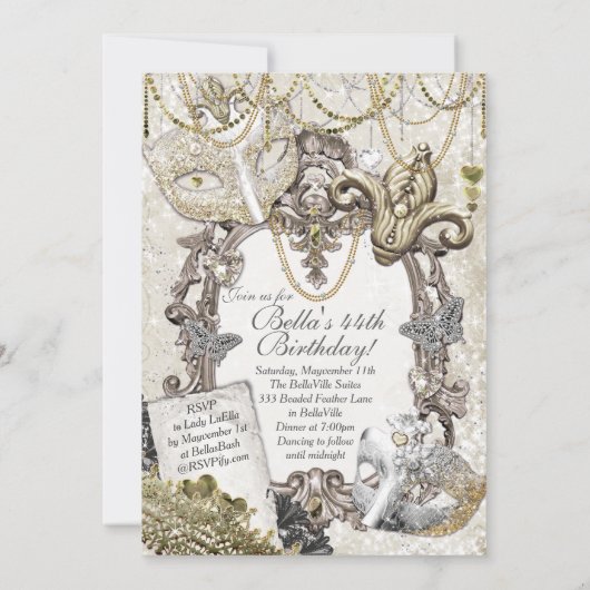 Invitations Masquerade Anniversaire (Dos)