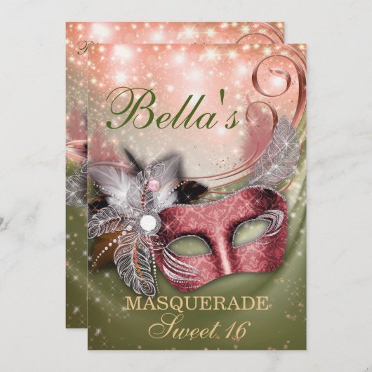 Invitations Masquerade Anniversaire (Devant / Derrière)