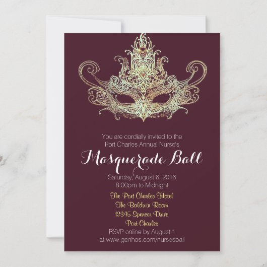 Invitations Masquerade Ball personnalisées - Coule (Devant)