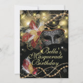 Invitations Masquerade Birthday Event Party (Devant)
