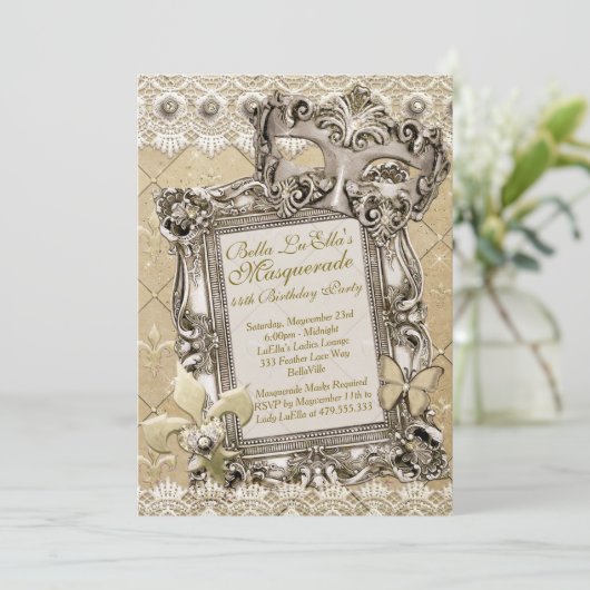 Invitations Masquerade Birthday Event Party (Debout devant)