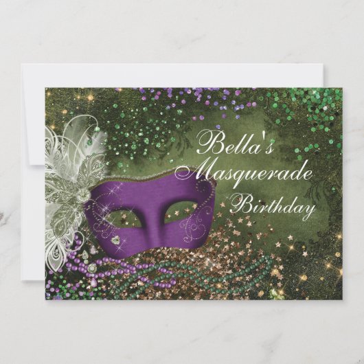 Invitations Masquerade Mardi Gras (Devant)
