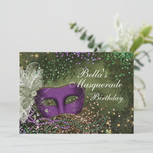Invitations Masquerade Mardi Gras (Debout devant)