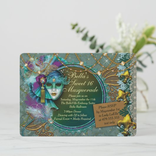 Invitations Masquerade Mardi Gras (Debout devant)