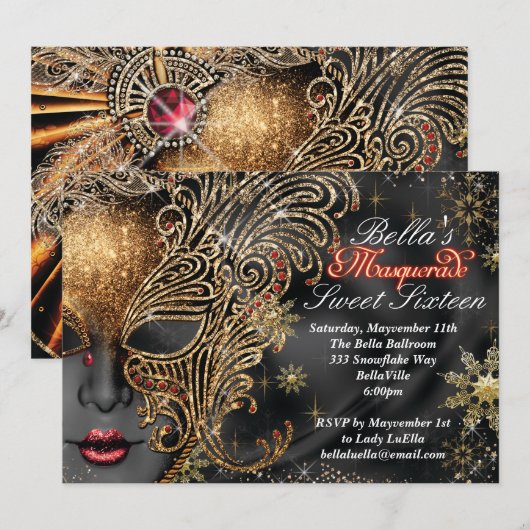 Invitations Masquerade Party (Devant / Derrière)