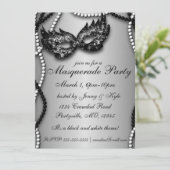 Invitations Masquerade Party noir et blanc Masque (Debout devant)