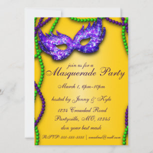 Invitations Masquerade Party Purple Mask