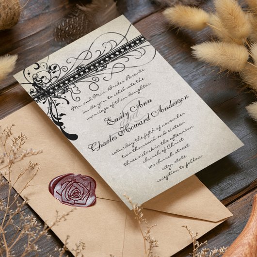 Invitations médiévales Black Silver Renaissance