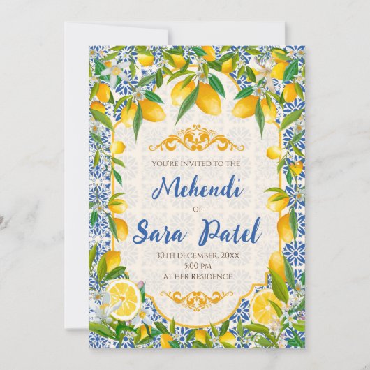 Invitations Mehndi & Décor à thème italien (Devant)