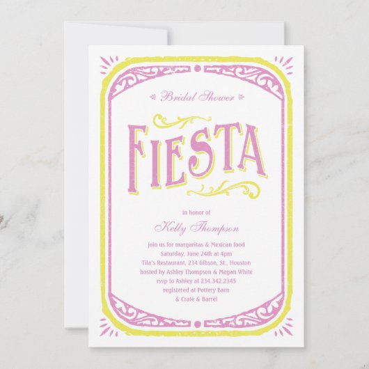Invitations mexicaines de Fête de la mariée (Devant)