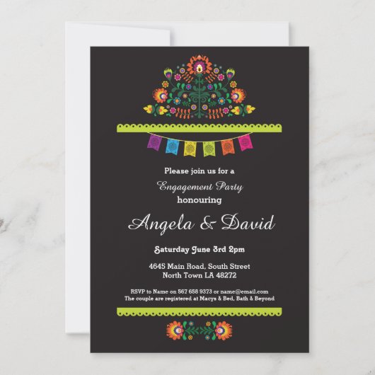 Invitations mexicains de mariage de motif de (Devant)