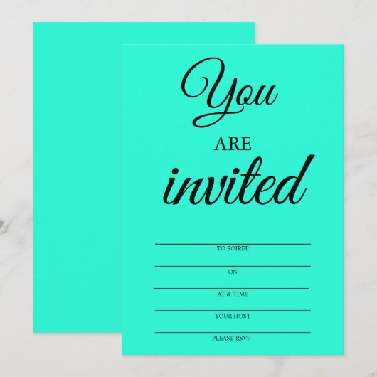 Invitations Miami Blue pour Soirée (Devant / Derrière)
