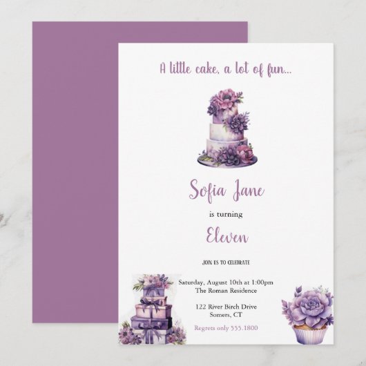 invitations mignonnes à gâteau d'anniversaire viol (Devant / Derrière)