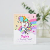 Invitations mignonnes d'anniversaire de licorne de (Debout devant)