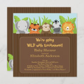 Invitations mignonnes de baby shower d'animaux de (Devant / Derrière)