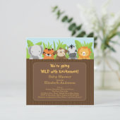 Invitations mignonnes de baby shower d'animaux de (Debout devant)