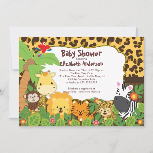 Invitations mignonnes de baby shower d'animaux de (Devant)