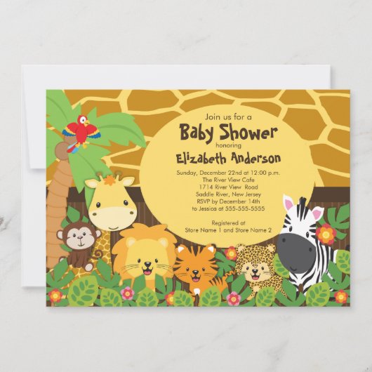 Invitations mignonnes de baby shower d'animaux de (Devant)
