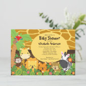 Invitations mignonnes de baby shower d'animaux de (Debout devant)