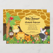 Invitations mignonnes de baby shower d'animaux de (Devant / Derrière)