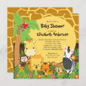 Invitations mignonnes de baby shower d'animaux de (Devant / Derrière)