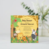 Invitations mignonnes de baby shower d'animaux de (Debout devant)