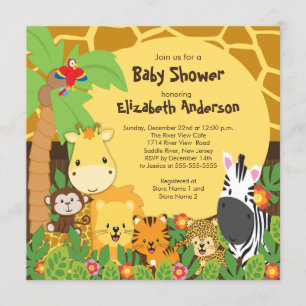 Invitations mignonnes de baby shower d'animaux de