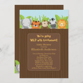 Invitations mignonnes de baby shower d'animaux de (Devant / Derrière)