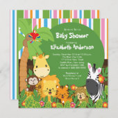 Invitations mignonnes de baby shower d'animaux de (Devant / Derrière)