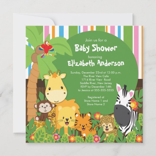 Invitations mignonnes de baby shower d'animaux de (Devant)
