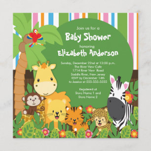 Invitations mignonnes de baby shower d'animaux de