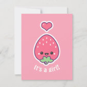 Invitations mignonnes de baby shower de fraise (Devant)