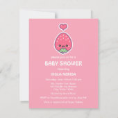 Invitations mignonnes de baby shower de fraise (Dos)
