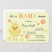 Invitations mignonnes de baby shower - poussin (Devant / Derrière)