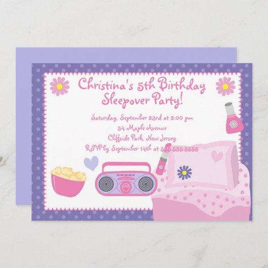 Invitations mignonnes de fête d'anniversaire de (Devant / Derrière)